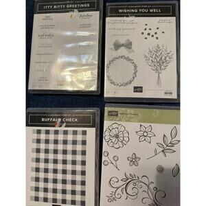 Stampin up Buffalo Check Wishing you well, Itty Bitty Greetings, Falling Flowers